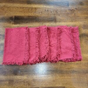 Red Fringe Cloth Napkins (x6)